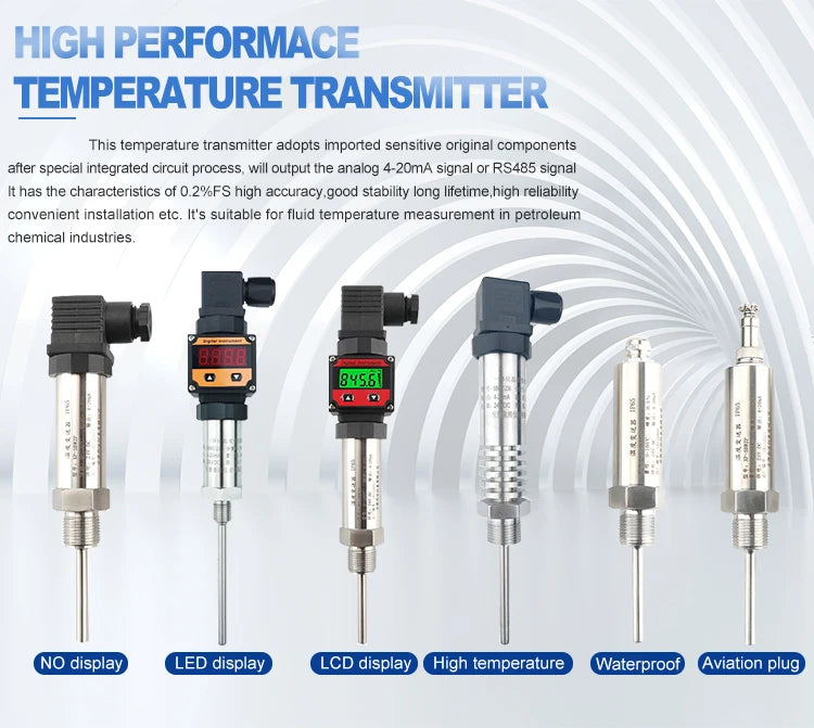 0-200C to RS485 4-20mA 0-10V 0-5V Temperature Signal Transmitter Converter -50-100C 304SS Probe DC24V PT100 Temperature Sensor