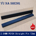 10pcs 2.54mm PC104 Industrial Square Pin Single Row 1X6P/8P/10P/40P Straight PH11mm Pin L12mm PCB Female Header Connector
