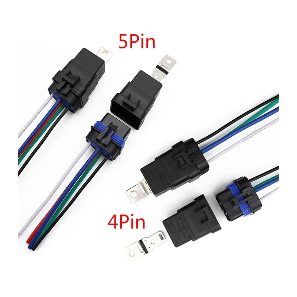 Automotive Relay Harness Kit 4-Pin SPST 40A 12V Sockets Switch Relays with 12&16 AWG Tinned Heavy-Duty Wires, 40 AMP for Car Tru