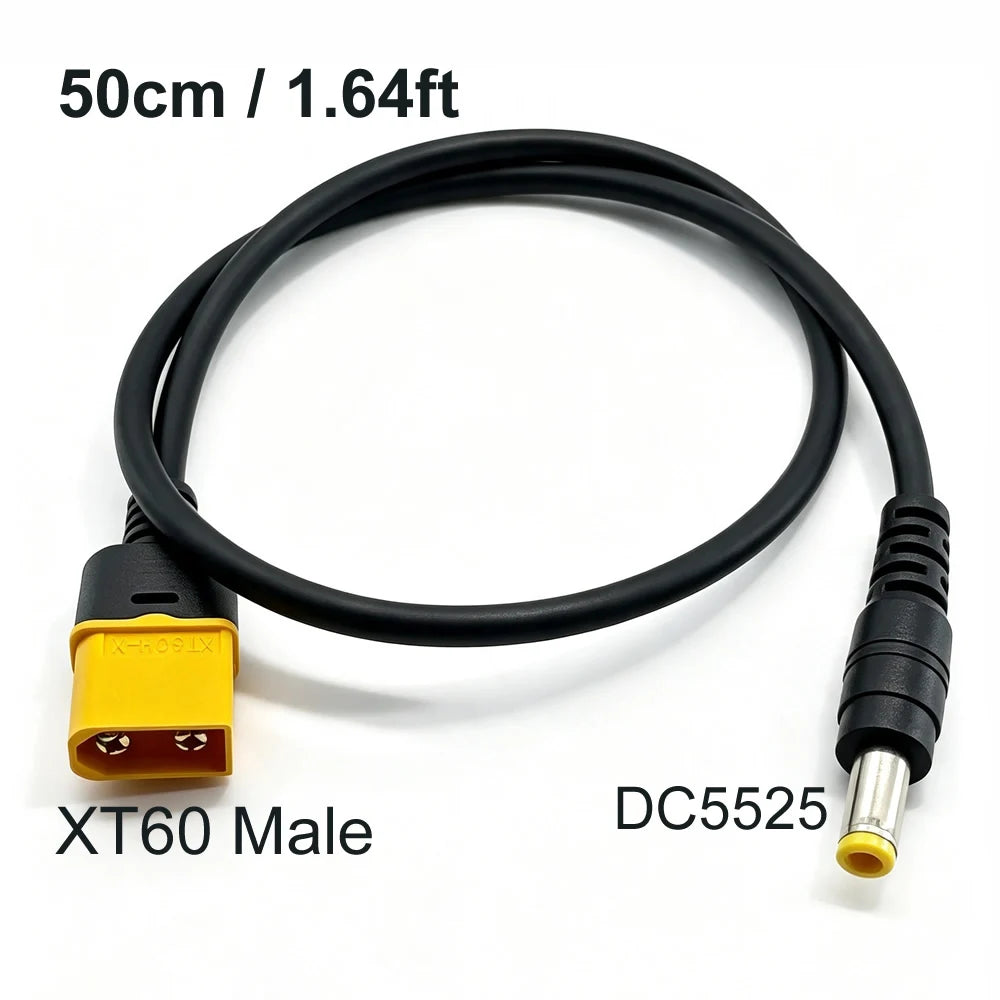 50cm XT60 Male Bullet Connector To Male DC DC5525 Power Cable 5.5x2.5mm Adaptor For TS101 PINE64 Electronic Soldering Iron