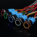 12/16/19/22mm Push Button Switch Oxidized Black Momentary Latching Fixed On Off Power Switch with wire LED Light 5V 12V 24V 220V