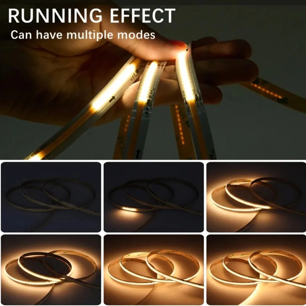 WS2811 IC COB LED Strip DC24V 360LEDs Addressable Running Water Flowing Light Flexible High Density Tape RA90 3000K/4000K/6000K