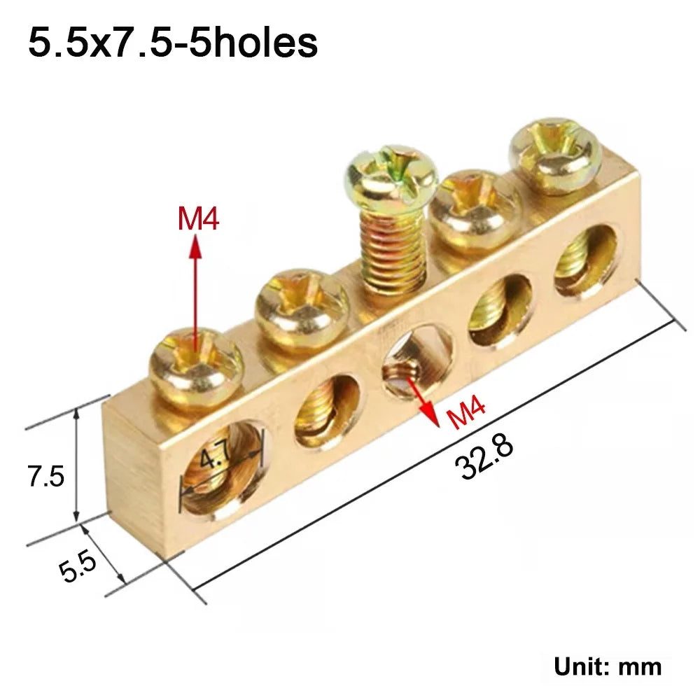 Grounding Bars Copper Wire Connector Multi-specification With Hole Screw Copper Bar Terminal Zero Ground Terminal Electrical