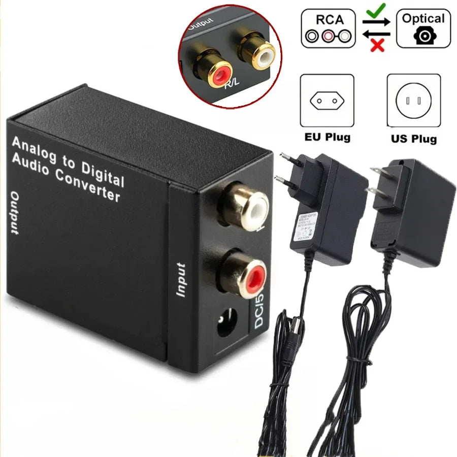 Analog To Digital ADC Audio Converter Optical Coax RCA Toslink Audio Sound Adapter SPDIF Adaptor for Apple TV for Xbox 360 DVD
