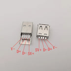 10Pcs USB 2.0 Type A 4 Pin Male Female Assembly Adapter Connector Soldering Type 5V USB-A Plug Socket Charging Data DIY Repair