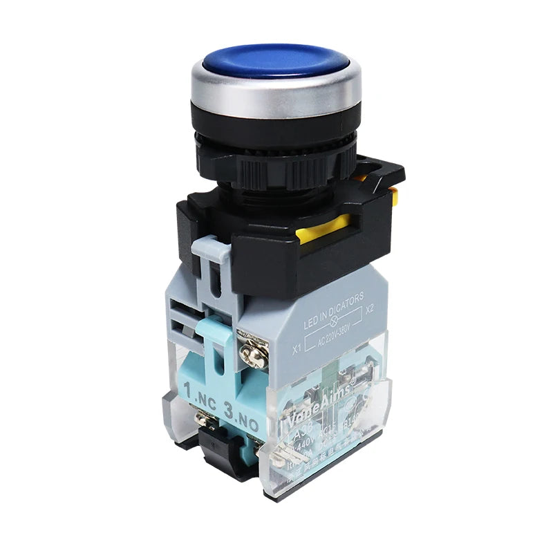 VaneAims 22MM FXB38 Plastic LED Light Push Button Switch 10A 12V 220V Momentary Latching ON/OFF Power Switch with Silver Contact