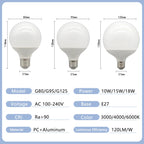 1-5 Pack G80 G95 G125 Globe LED Light Bulbs 10W 12W 18W 40 Watt Equivalent LED Edison Bulbs, Warm White 3000K E27 Base, Milky