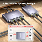 ROVLL Gigabit 1000Mbps RJ45 Ethernet Network Splitter 1 to 4 LAN Adapter Connector for PC Laptop TV Router Network Cable