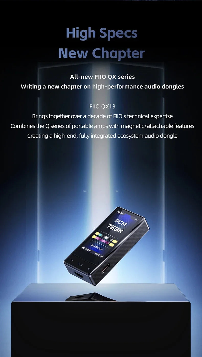 FiiO QX13 HIFI Portable Headphone Amplifier AMP Hi-res Desk TOP-grade Decoder USB DAC ES9027PRO DSD512 PCM768K 900WM