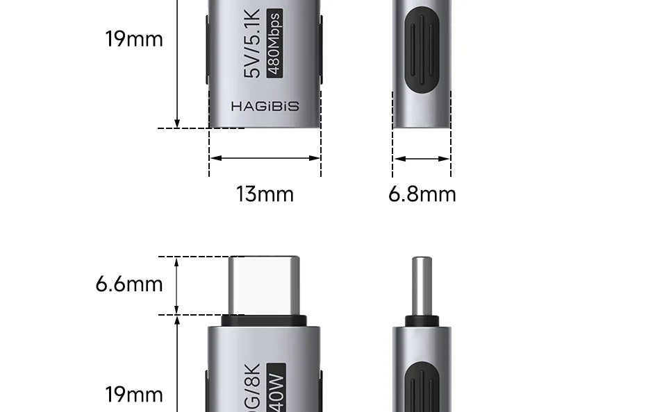 Hagibis 5.1k Pull-down Resistor Charging Adapter USB C Male to Female for Shaver Hair Trimmer Headphone Fan Electric Screwdriver