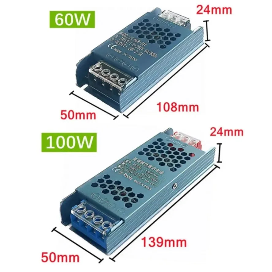 12V 24V COB LED Strip Linear Tape Light Ultra Thin with Power Transformer 2Pin Wire for Home Cabinet Engineering Decor 1 Set