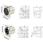 1pcs XLR 3Ppin Male Female Socket Plug Microphone Audio Cable Connector 3P Black Silver Copper Contact XLR Metal Plug Panel