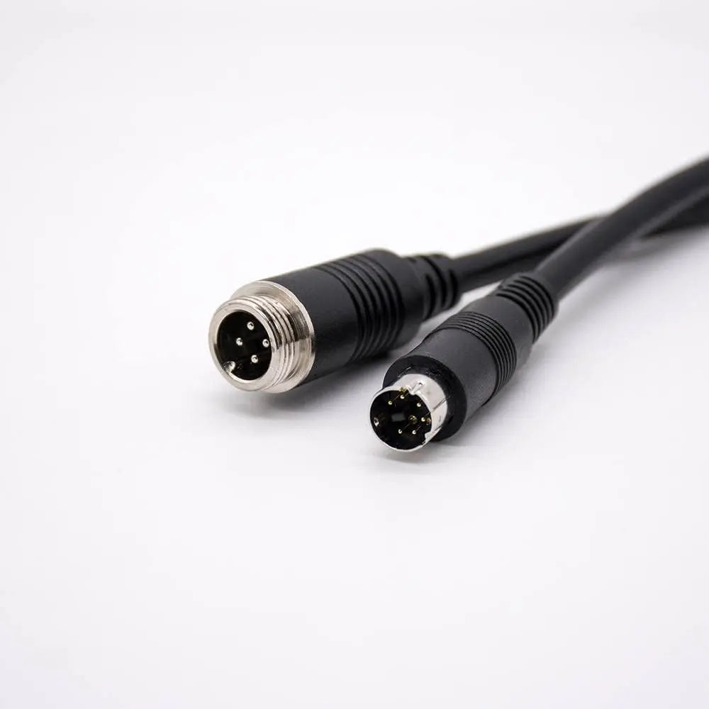 Mini Din Electrical Plug Connector 6 Pin To GX12 4 Pin Straight Male Injection Cable PVC 22AWG 300mm