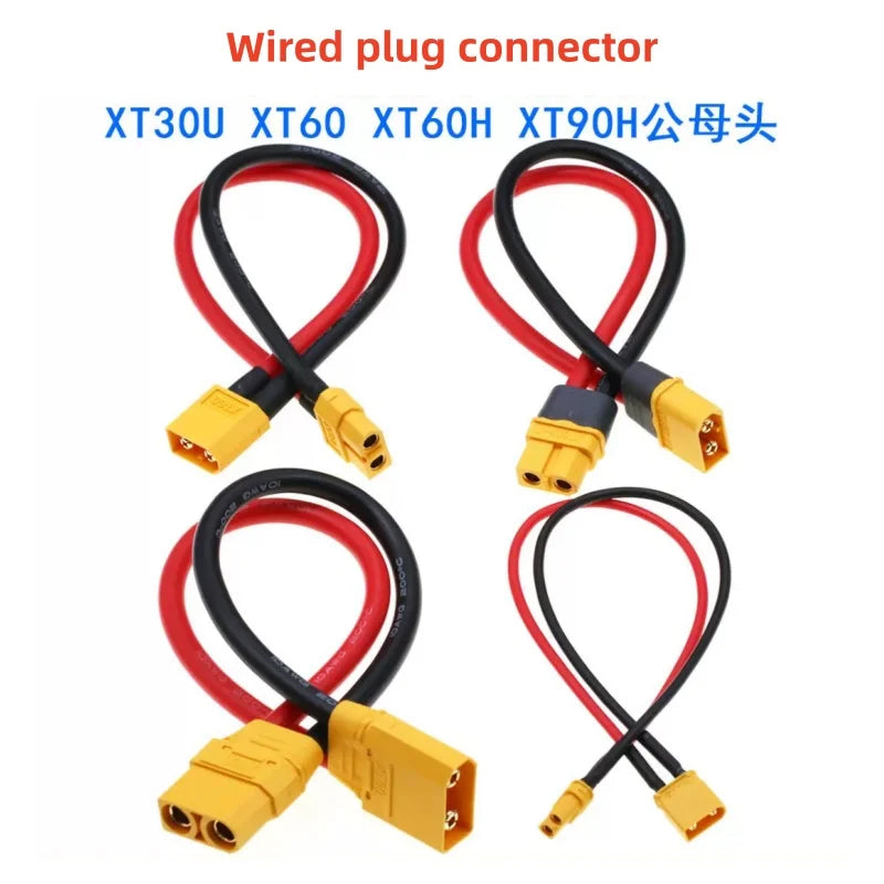 XT30U XT60U XT60H XT90 Plug Connector Male / Female with 18/16/14/12/10 AWG Cable Dual Extension Battery for RC Battery Cable