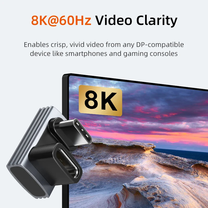 CABLETIME Type C Adapter 240W OTG USB C Adapter 8K 60Hz 40Gbps 90-Degree Converter USB4 Adapter for iPhone Adapter MacBook iPad