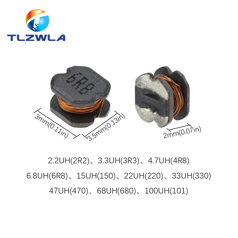 1000PCS CD32 Power inductor 2.2/3.3/4.7/6.8/10/15/22/47/100UH SMD inductance Copper Core