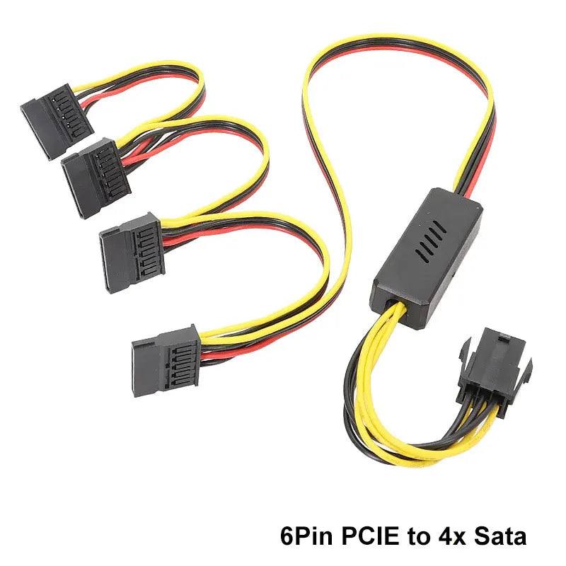 Angitu Adapter 6Pin GPU to Sata/Molex Hard Drive Cable 12V to 5V PCIE to 1x2x3x4xSATA Hard Drive Cable Molex 4PIN