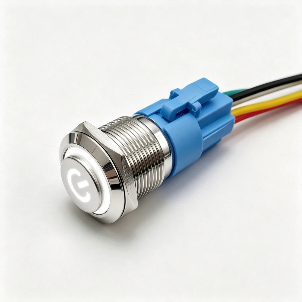 12/16/19/22mm Metal Push Button IP66 Waterproof Self Reset Latching Red LED 1NO1NC Plug Terminal 5V 12V 220V Control Switch Blue