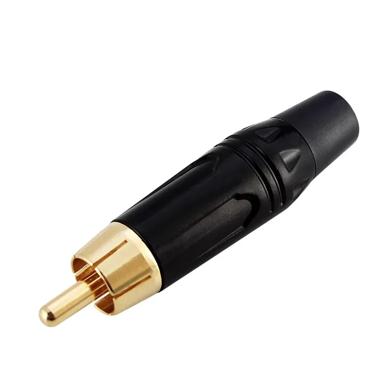2/4/8/16PCS RCA Audio and Video Plug Connector RCA Male Lotus Jack Black Plating Electrophoresis with Gold Plated Head