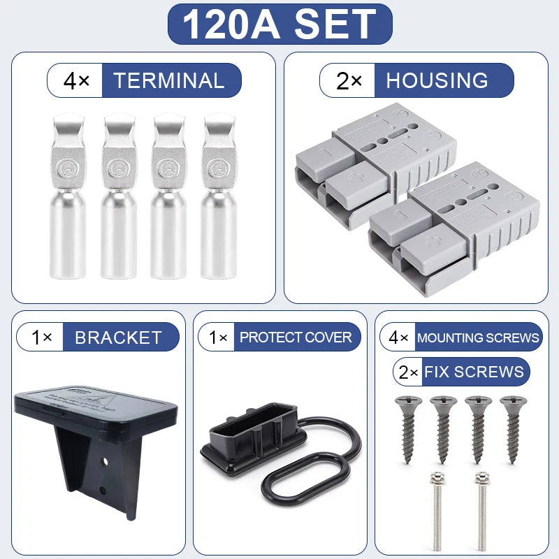 2pcs 50A 120A 175A 2P Quick Plug Forklift Battery Power Connector 600V Car Battery Charging Electrical Cable Wire Connectors