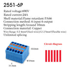 Electrical Cable Wire Connectors Push-in Terminal Block Universal Compact Wiring Multiple In Out Spliceable Mount On Din Rail