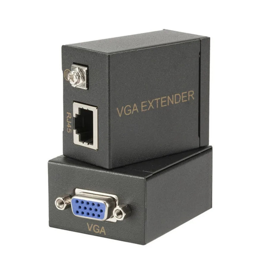60M VGA Extender Over Single RJ45 Cat6 Cable 1080P VGA Ethernet Extender Video Transmitter Receiver for PC Loptop HDTV Monitor