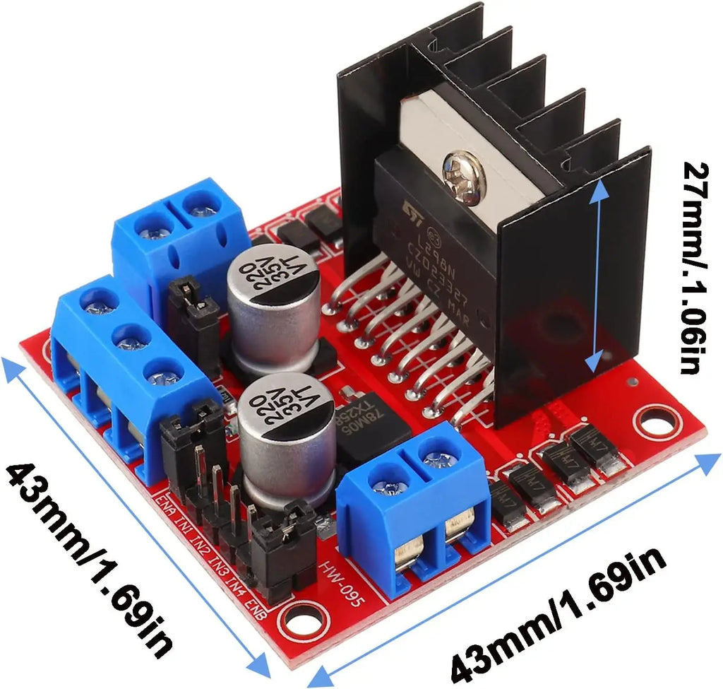 DC Gearbox Motor TT Motor 200RPM Tire Wheel DC 3-6V 1:48 Male Connector with 1Pc L298N Motor Drive Controller Board for Arduino
