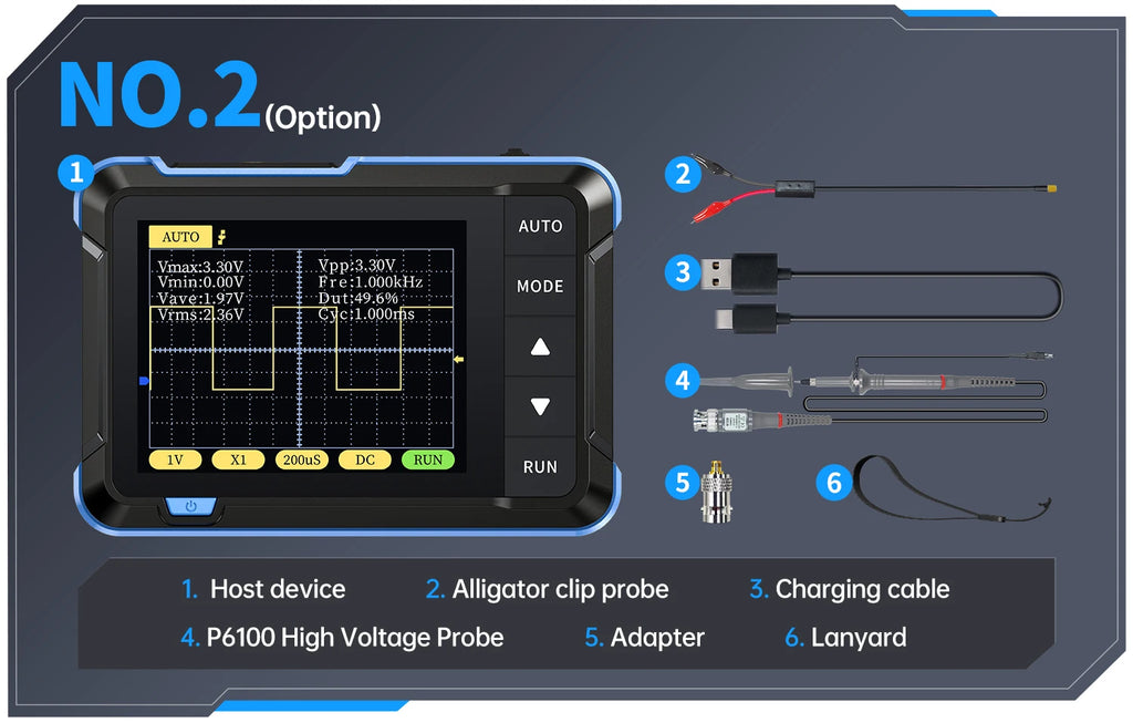 FNIRSI DSO-152 DSO-153 DSO510 Handheld Digital Oscilloscope 200KHz/1MHz/10MHz Bandwidth