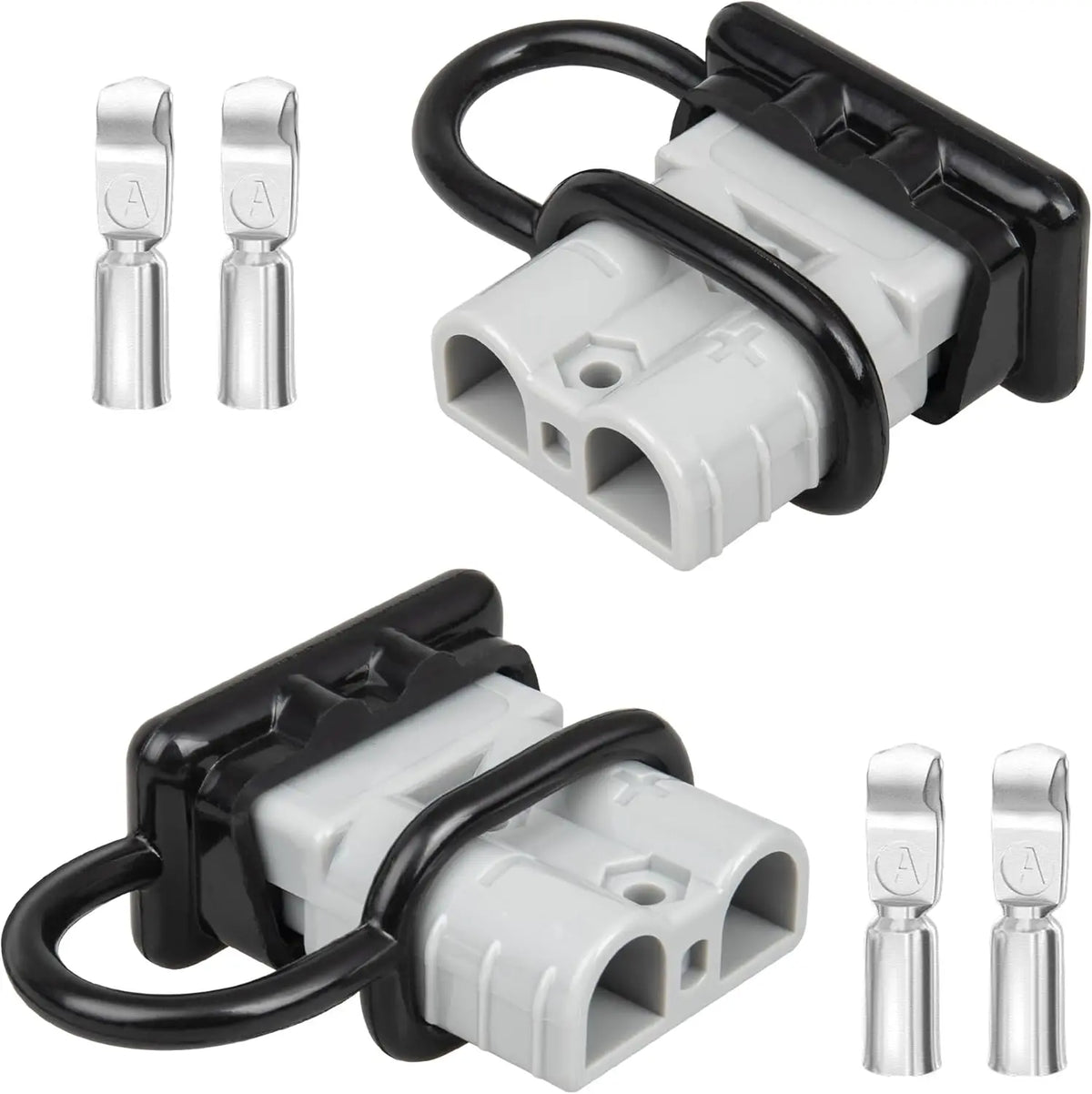 2PCS 50A Battery Quick Connector 6-12 AWG Jumper Cable Plug Flame-Retardant Anderson Plug Outdoor Power Disconnect (Red & Grey)