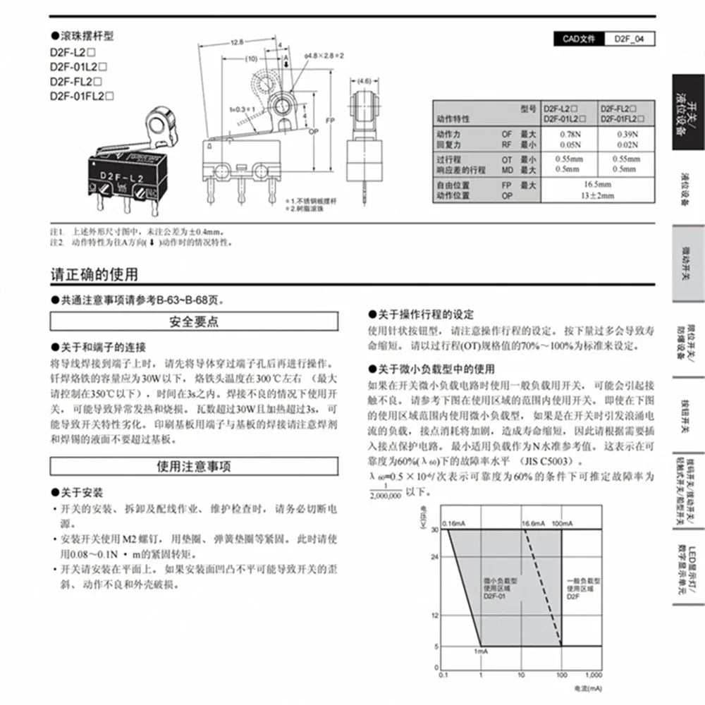 1PCS 2PCS 5PCS 10PCS  Original stroke microswitch D2F-L L2 L3 01L L-D3 01F-T FL 01FL L  D2F-F-3-7 D2F-5 5L D2F-F D2F-01F-T