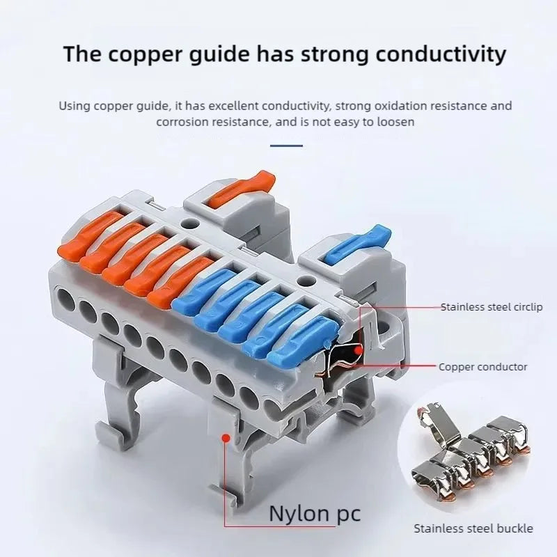 Wire Connector Electrical Cable Terminals Blocks Universal Quick Conductor Splitter Push-in LED Tool Mountable Rail Junction Box