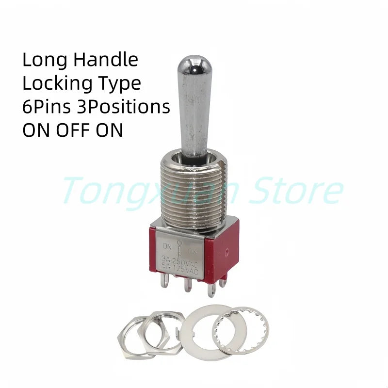 1pc SH 12mm T8013-Z1 ON-OFF-ON SPDT DPDT 3/6PinS 2/3Position Maintained Toggle Switch Large Short Handle 3A 250VAC/5A 125VAC