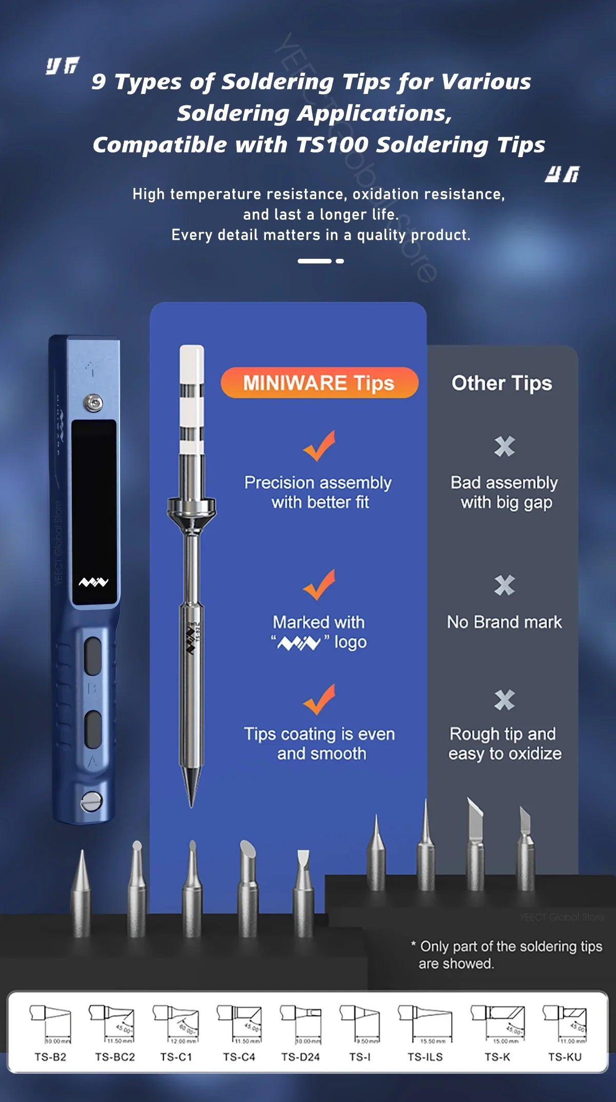 Original TS101 Soldering Iron 90W Mini Thermostat LCD Displays TS100 TS 101 Soldering Iron with PD Plug Tip Set Miniware