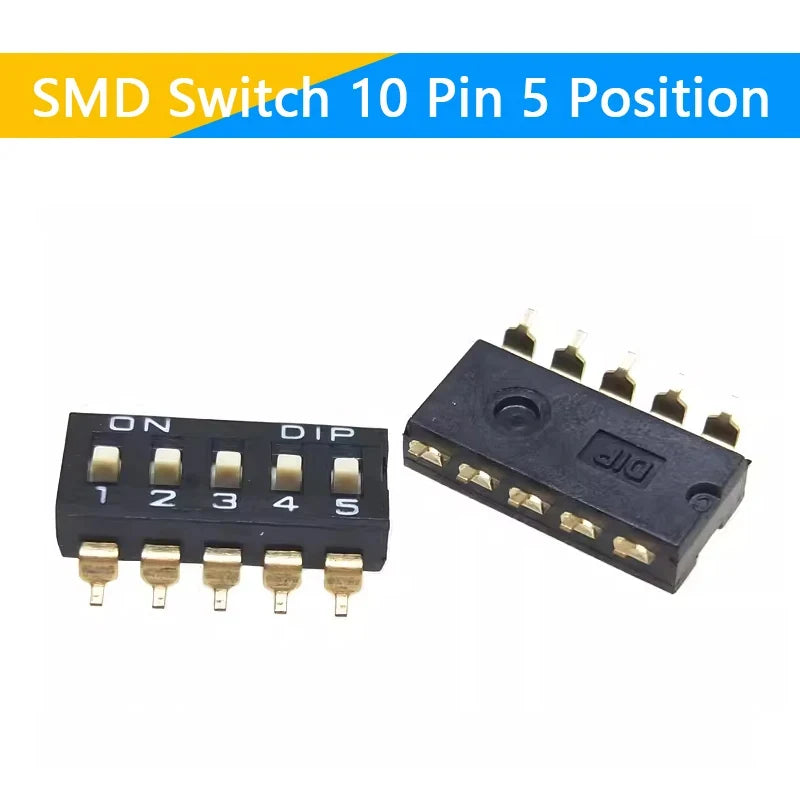 10pcs/lot Slide Type SMT SMD Dip Switch, 2.54mm Pitch 2 Row 4 Pin 2 Position / 8 pin 4 Position / 16 pin 8 Position