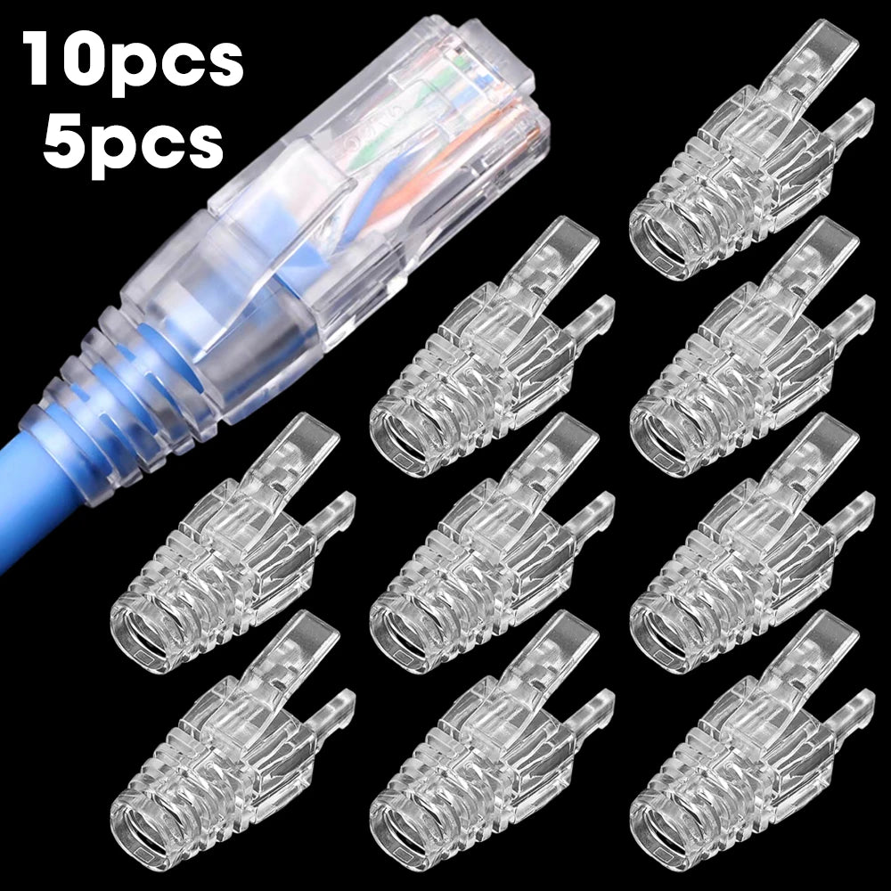 Transparent RJ45 Plug Ethernet Network Cable Connector Boots Cover Strain Relief Boot Cat5e Cat6 Protective Caps for Laptop