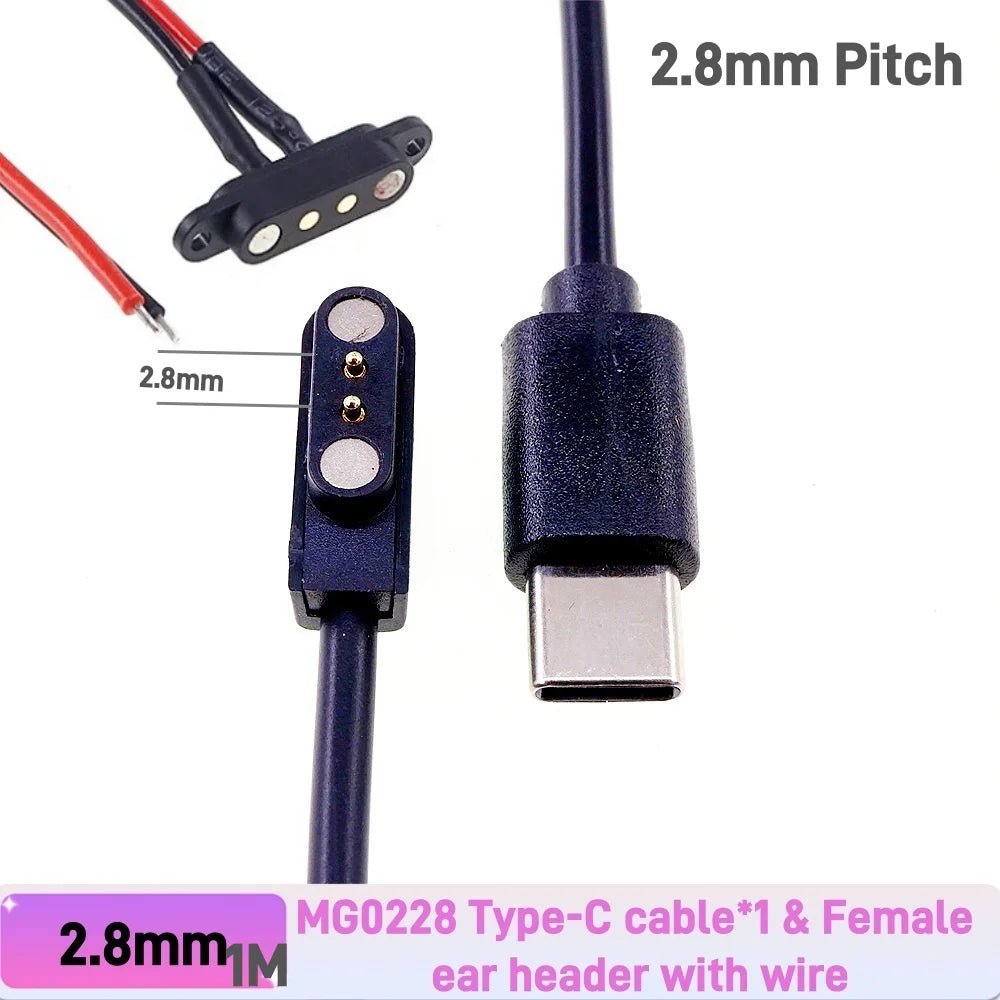 Smart Wristband Male Female Wire 2 3 4 5 Pole USB Type-C DC Charger Connector 2A DC Smart Watch Magnetic Pogo Pin Universal