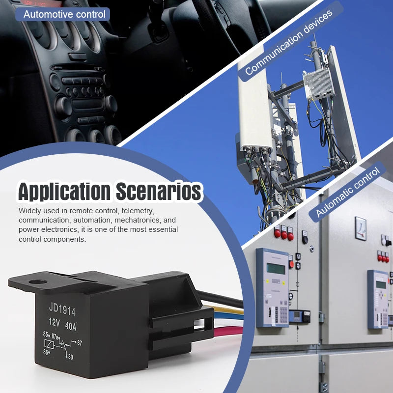 12V 40A 5 Pin Waterproof Automotive Relay with Socket Wire Harness for Car Truck Boat Marine ATV