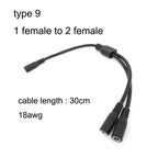 2 Way DC Power Adapter Cable 5.5mm X 2.1mm 1 Male to 2 Female 2 Male Splitter Connector Plug Extension for CCTV LED Strip Light