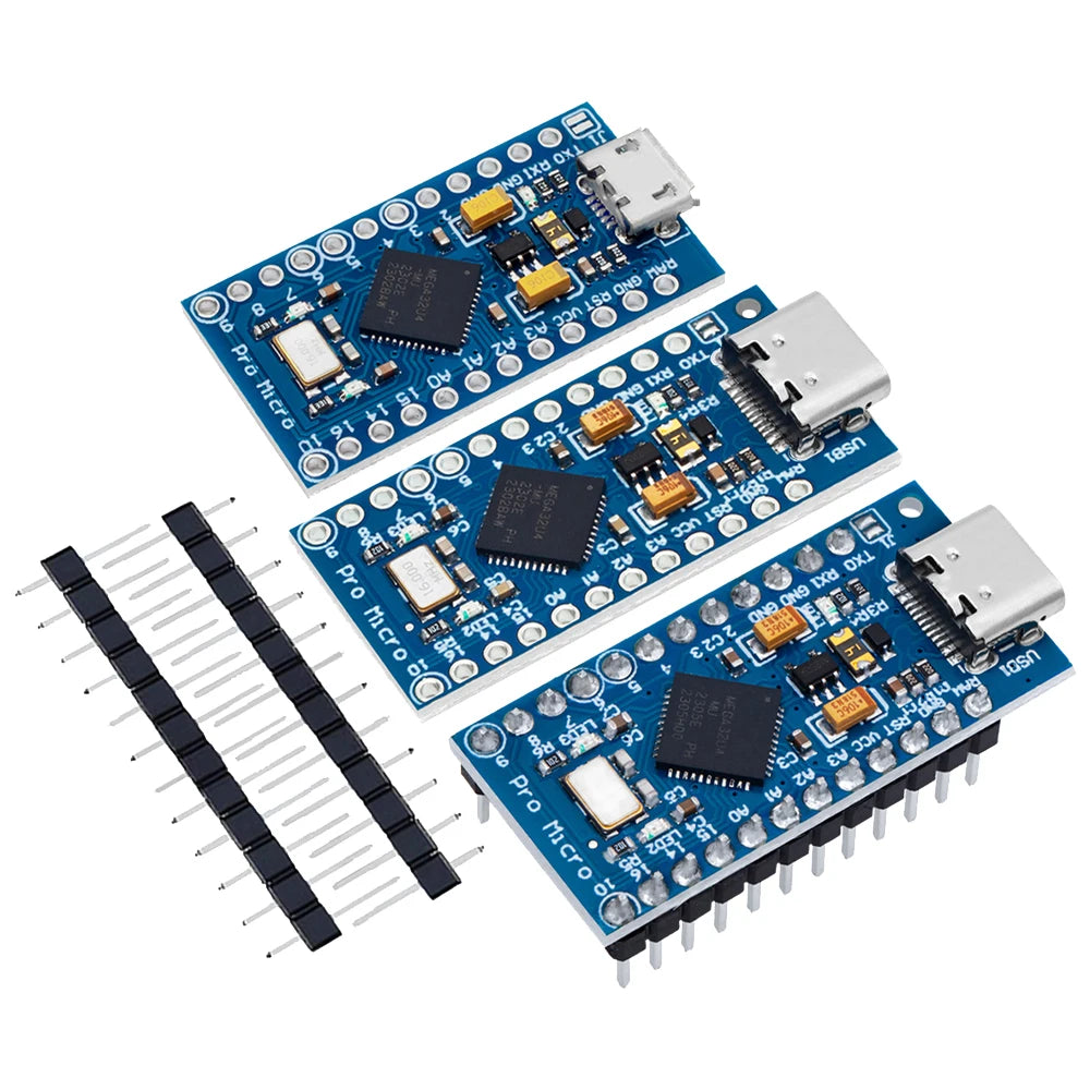 Pro Micro ATmega32U4 5V 16MHz Replace ATmega328 For Arduino TYPE-C  With 2 Row Pin Header For Leonardo Mini Usb Interface Pro