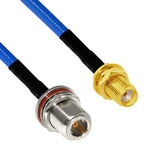 1PC SMA Male Female RP Angle to N Type Plug Jack Panel Mount Pigtail Cable RG402.141" Blue Jacket 20cm/50cm/100cm