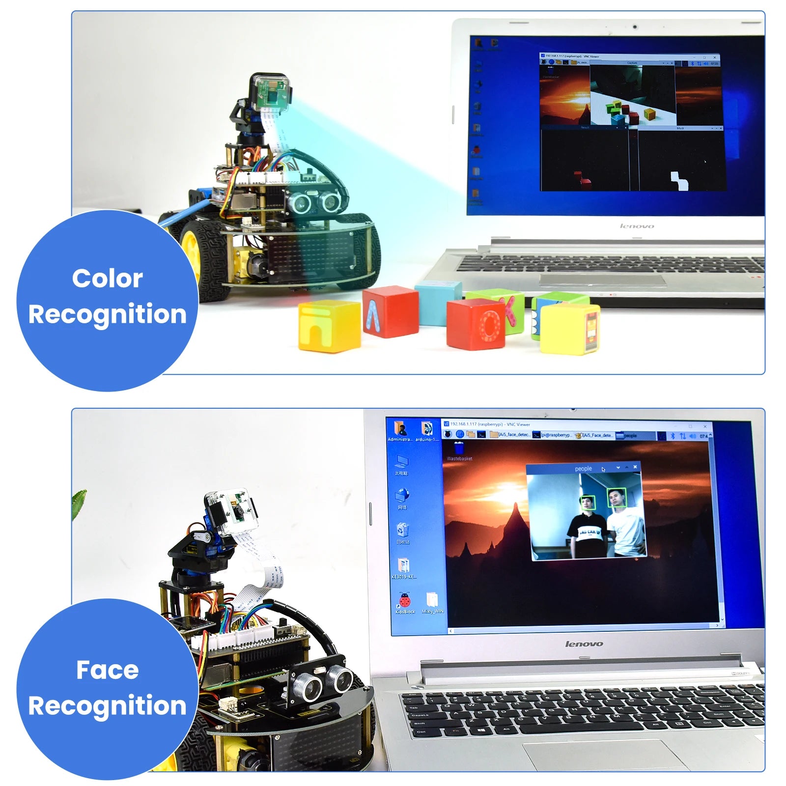 Keyestudio 4WD Smart Robot Car Kit For Raspberry Pi With Megapixels Camera Module and Programming Tutorials( No RPI 4B Board)