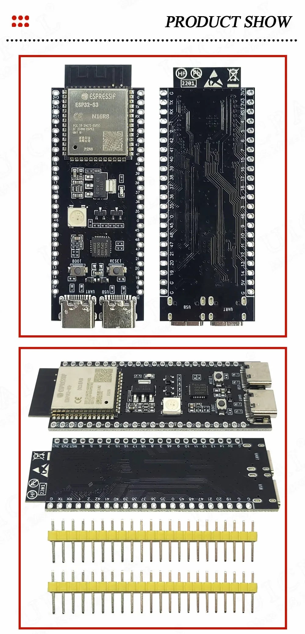 ESP32-S3-DevKitC-1 Development Board BT 2.4G Wifi Module for Arduino 8MB PSRAM 16MB FLASH N16R8 44Pin CP2102 Type-C ESP32S3