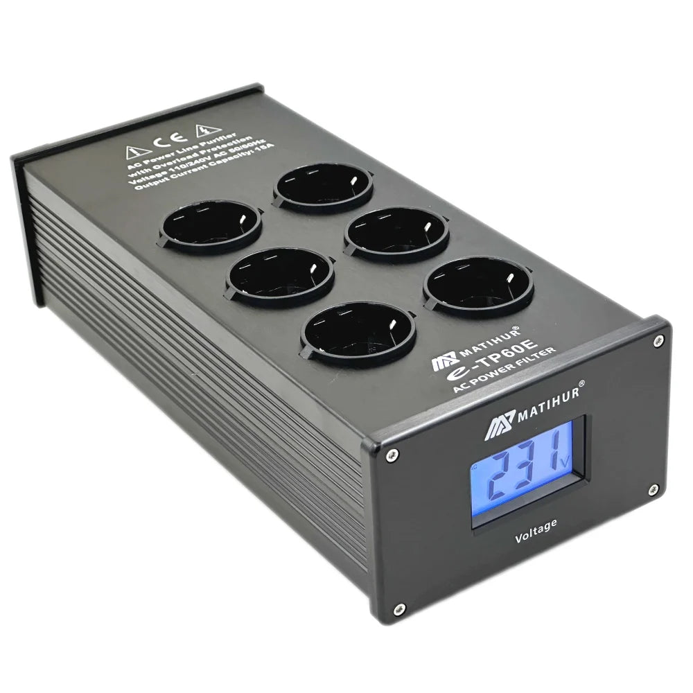 MATIHUR e-TP80 Audio Noise AC Power Filter Power Conditioner Power Purifier Surge Protection with EU Outlets Power Strip