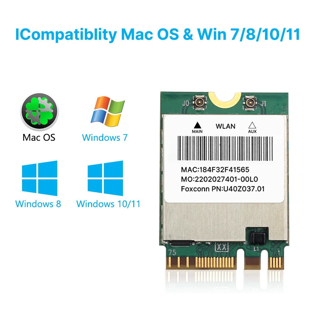 BCM94352Z 1200Mbps NGFF WiFi Card 802.11ac Dual Band 2.4G/5GHz Bluetooth 4.0 M.2 Network Wireless Adapter for Hackintosh Mac