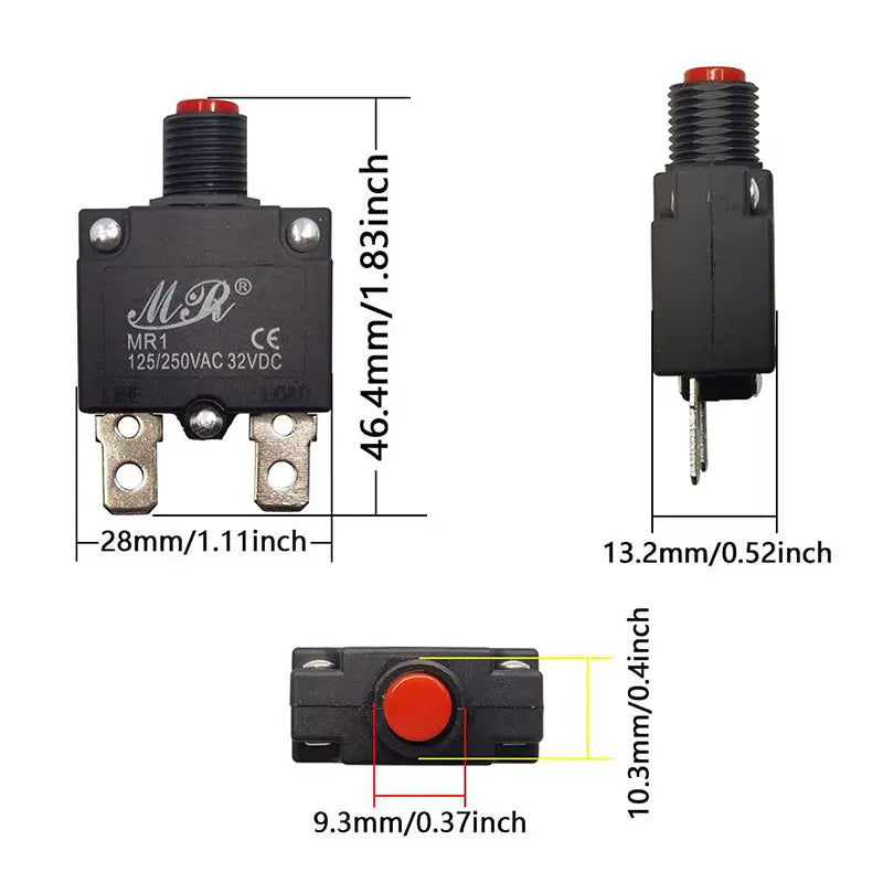 5Pcs Circuit Breaker Overload Protector Switch Fuse 10A 12A 15A 18A 20A 25A 30A 3A 4A 5A 8A Resettable 220V with Waterproof Cap