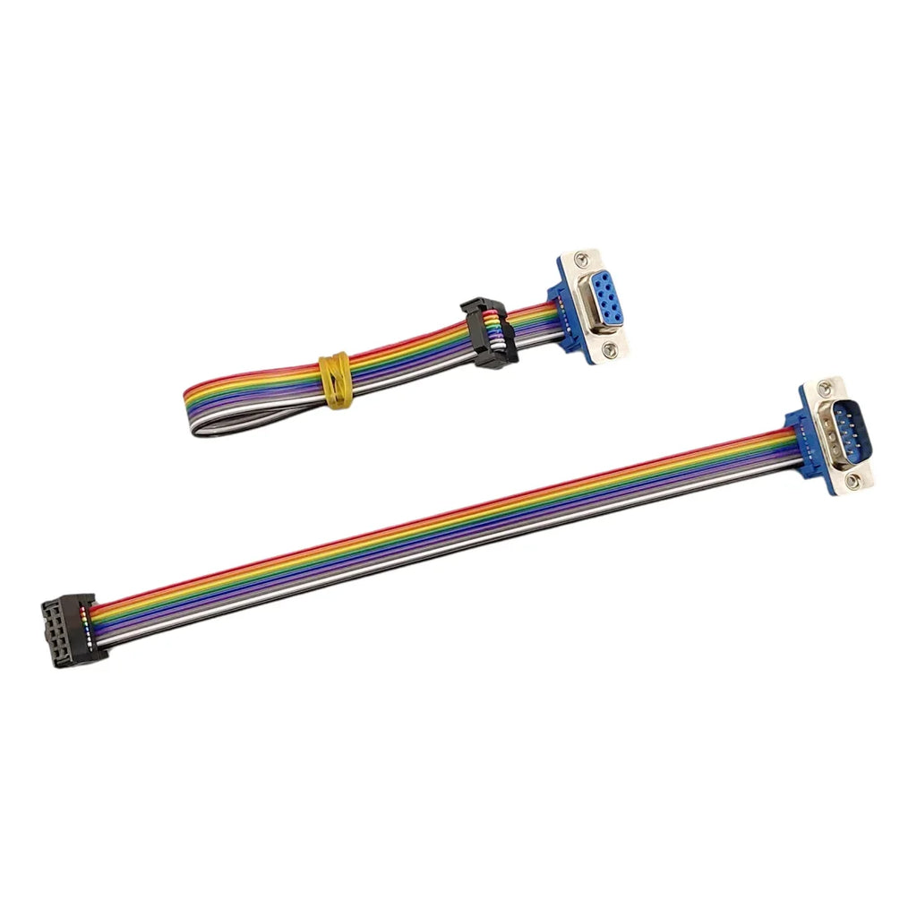1pcs D-Sub DB9 9 Pin Male/Female Connector to FC-10P IDC Female 2.54mm 10 Pin Rainbow / Multicolor Flat Ribbon Cable to DIDC 9P