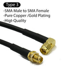 RG58 SMA to SMA Male Female RF Pigtail Jumper Cable Straight Right Angle Antenna Extension Wire for WiFi 3G 4G GSM Radio