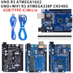 UNO R3 Official ATMEGA16U2/UNO+WiFi R3 MEGA328P Chip CH340G For Arduino UNO R3 Development Board WeMos ESP8266 USB/TYPE-C/Micro