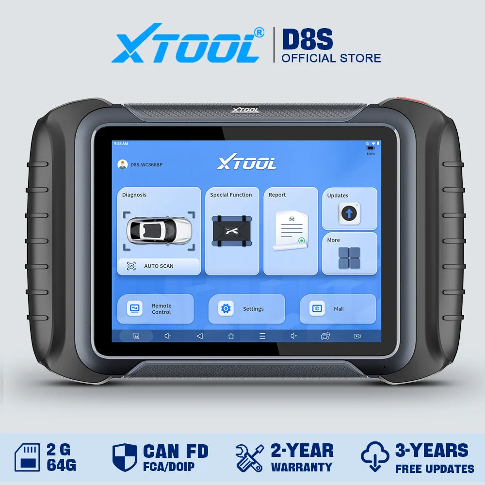 XTOOL D8S Car Diagnostic Tools ECU Coding Bi-Directional Control Key Programmer 42 Service Automotive Tool With CAN FD DOIP FCA