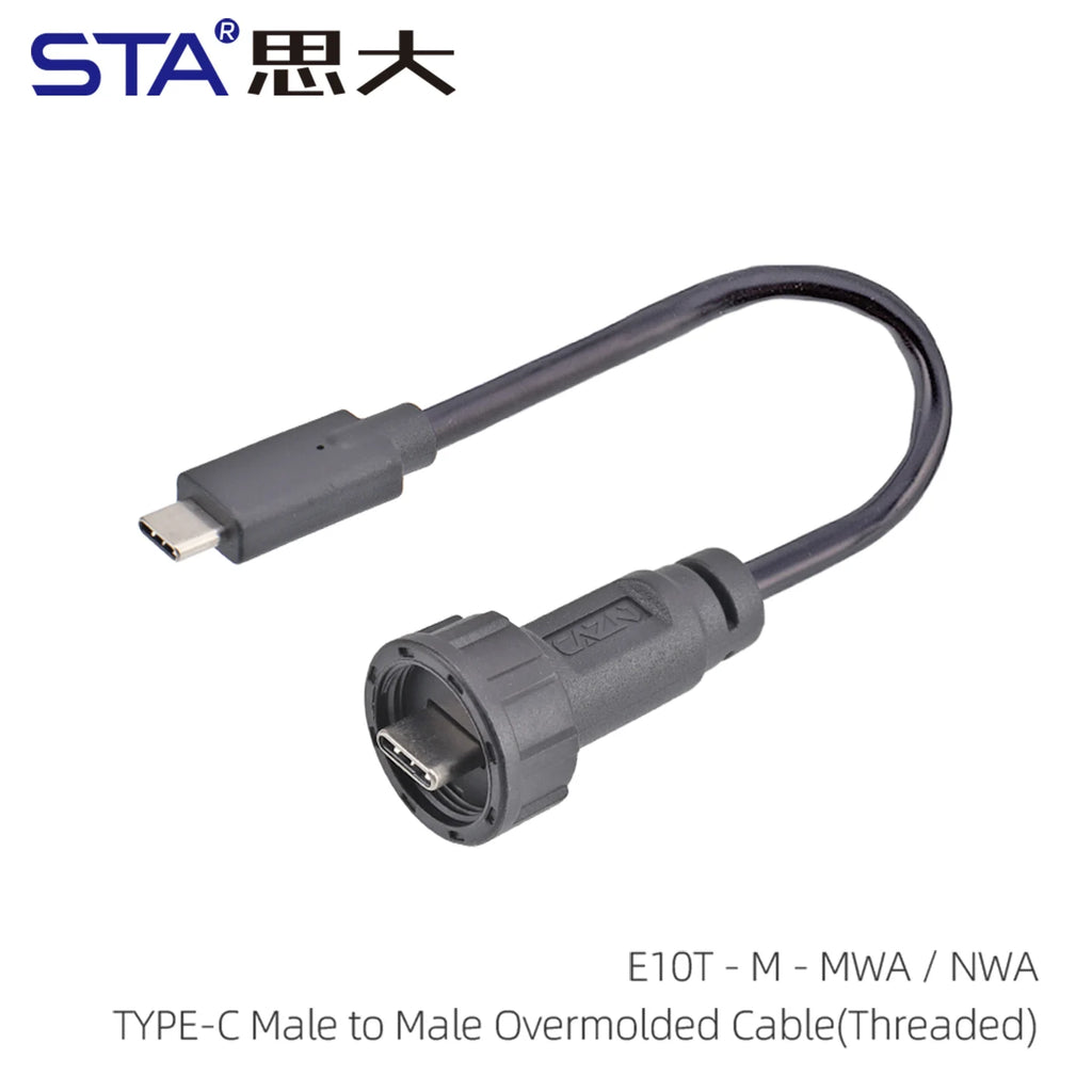Type-C 3.1/USB A IP68 Waterproof Circular Connector Male to Female Aviation Plug 20Gbit/s PD60W Outdoor Fast Data Charging Cable